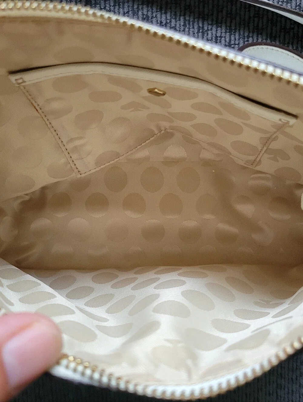 Super Cute Kate Spade White with Golden Tan interior Crossbody Handbag Purse